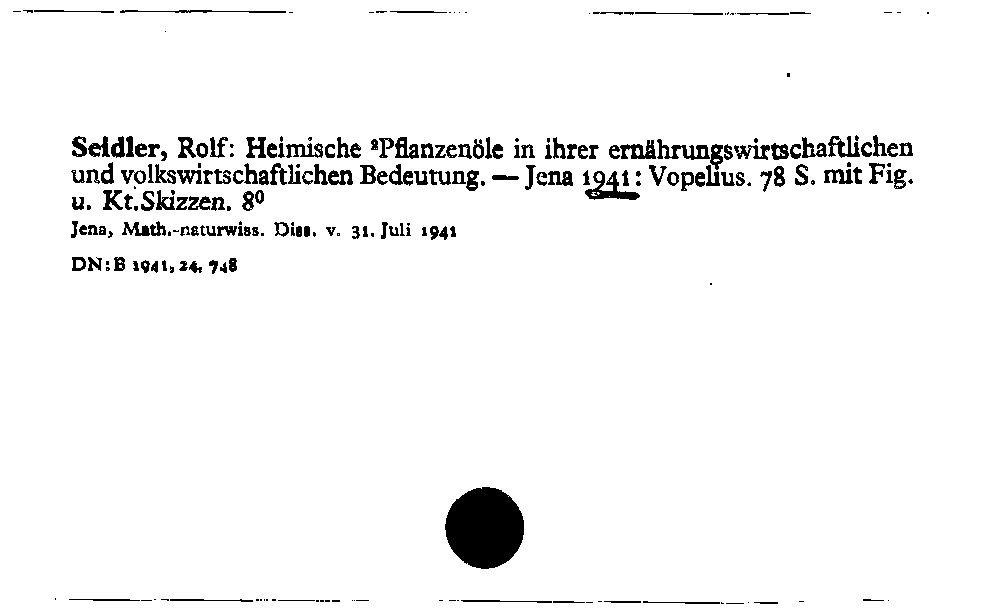 [Katalogkarte Dissertationenkatalog bis 1980]