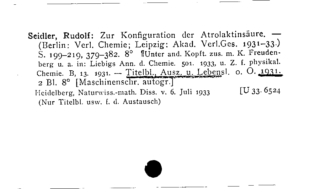 [Katalogkarte Dissertationenkatalog bis 1980]