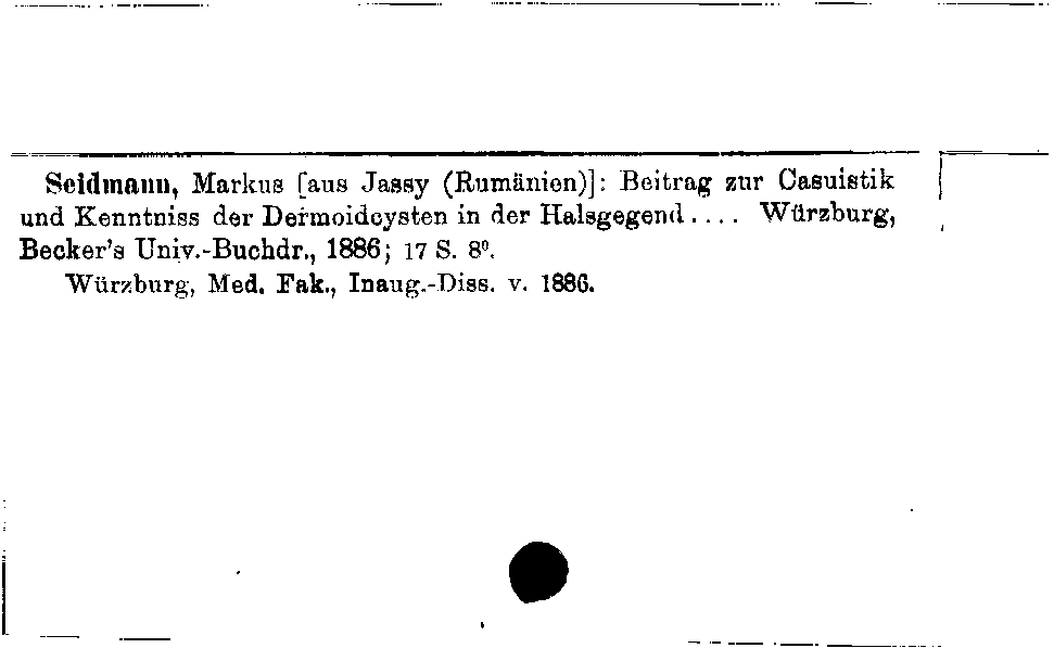 [Katalogkarte Dissertationenkatalog bis 1980]