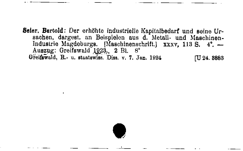 [Katalogkarte Dissertationenkatalog bis 1980]