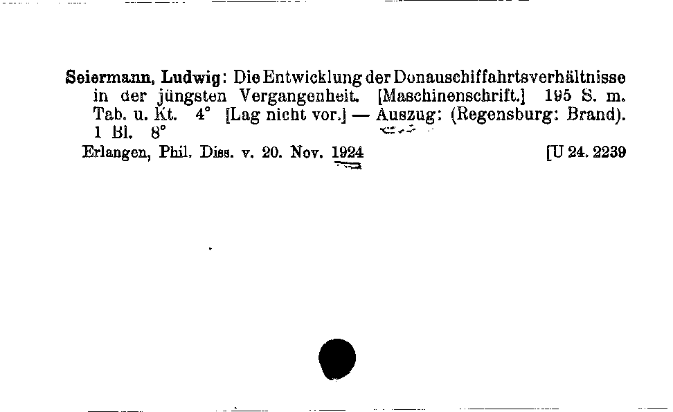 [Katalogkarte Dissertationenkatalog bis 1980]