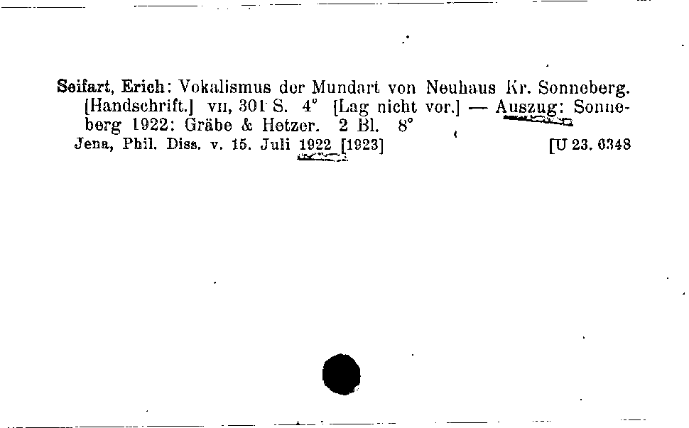 [Katalogkarte Dissertationenkatalog bis 1980]