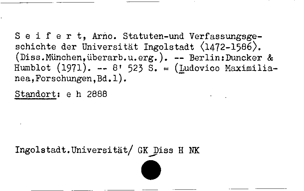 [Katalogkarte Dissertationenkatalog bis 1980]