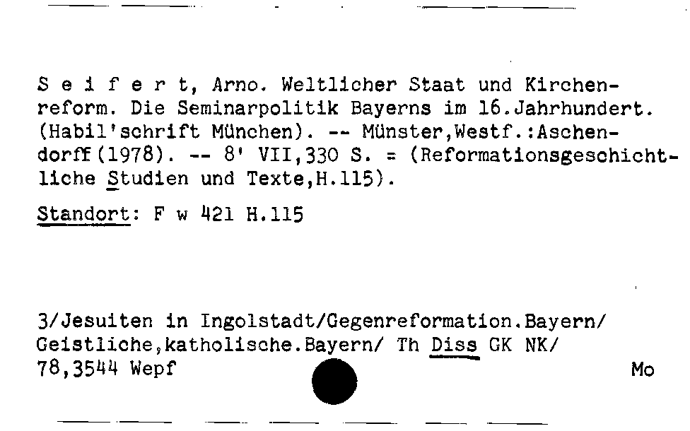 [Katalogkarte Dissertationenkatalog bis 1980]