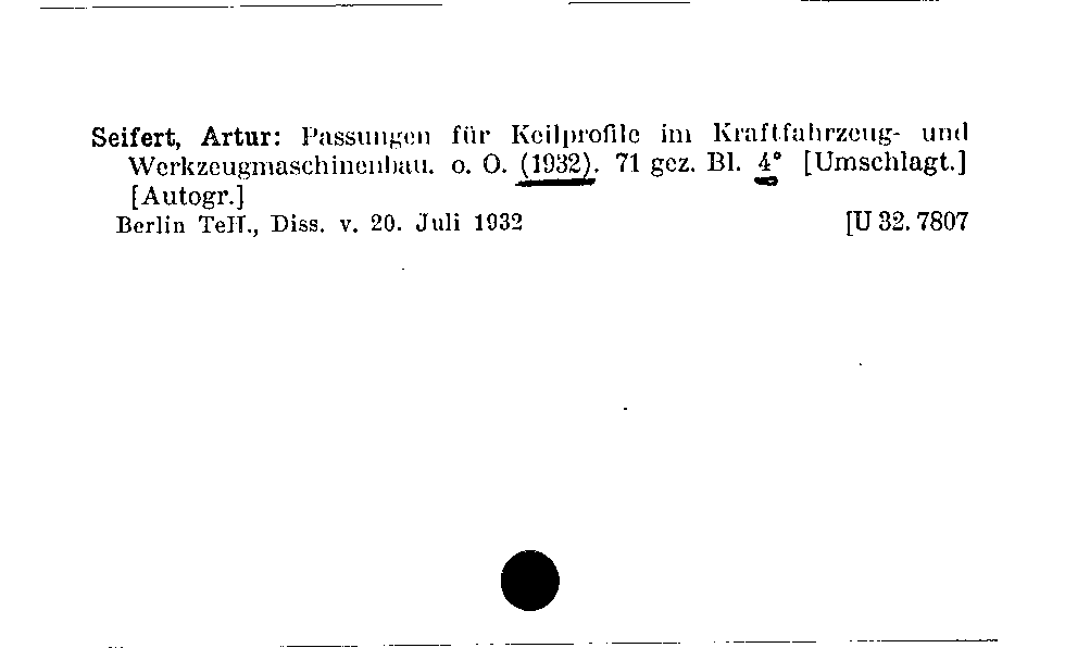 [Katalogkarte Dissertationenkatalog bis 1980]