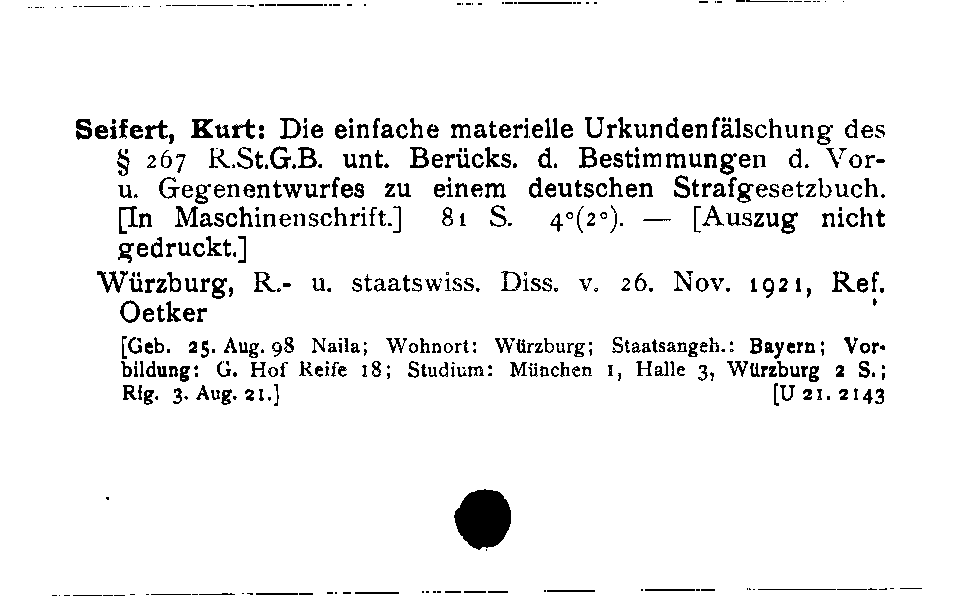 [Katalogkarte Dissertationenkatalog bis 1980]