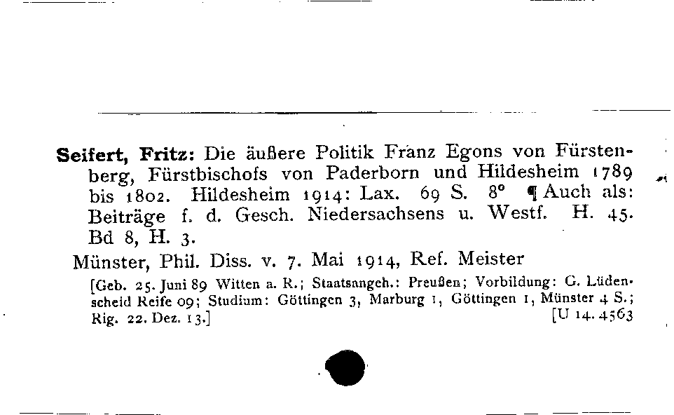 [Katalogkarte Dissertationenkatalog bis 1980]