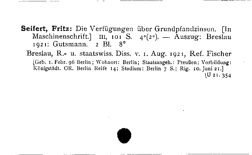 [Katalogkarte Dissertationenkatalog bis 1980]