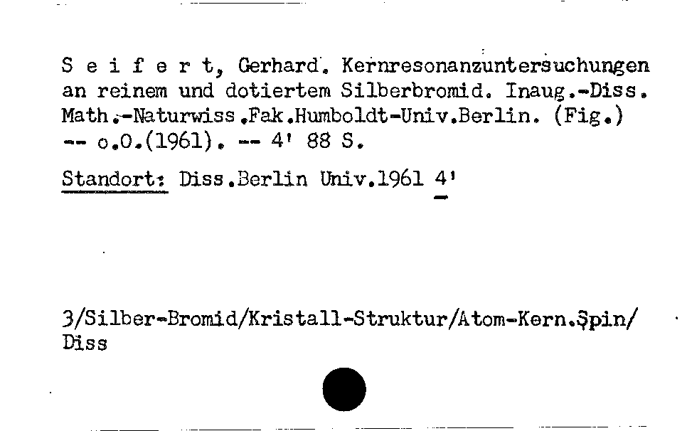 [Katalogkarte Dissertationenkatalog bis 1980]