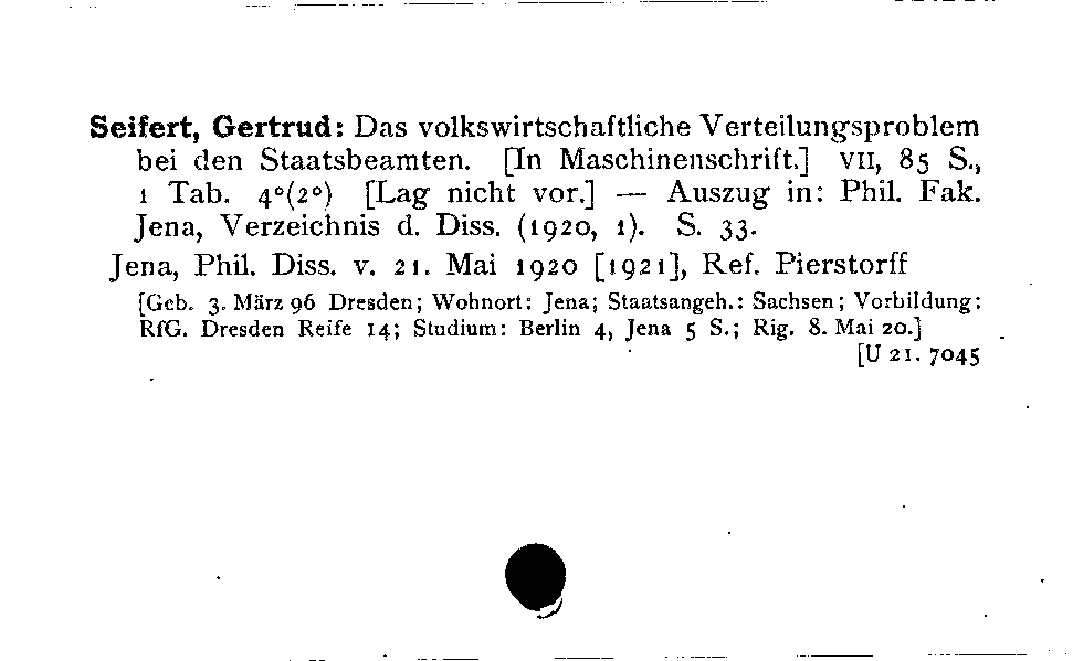 [Katalogkarte Dissertationenkatalog bis 1980]