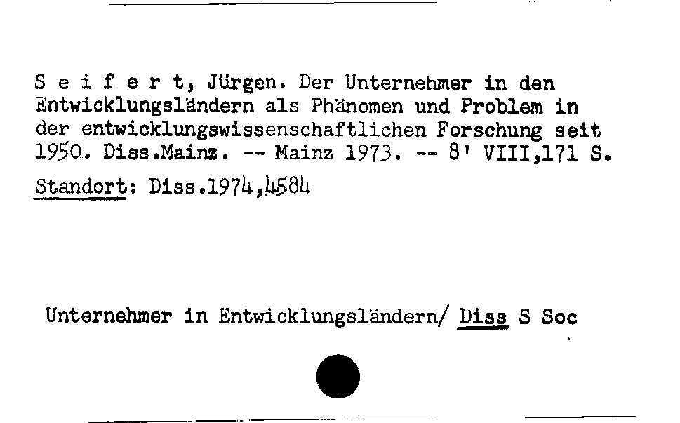 [Katalogkarte Dissertationenkatalog bis 1980]