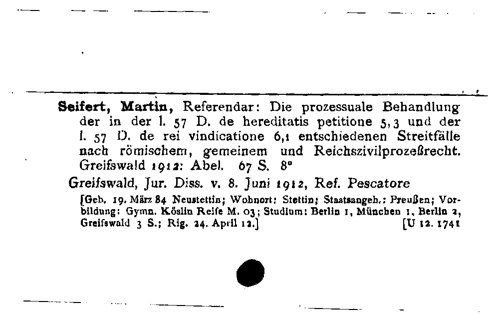 [Katalogkarte Dissertationenkatalog bis 1980]