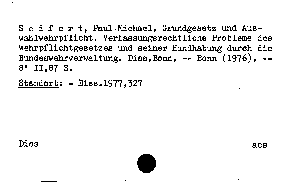 [Katalogkarte Dissertationenkatalog bis 1980]