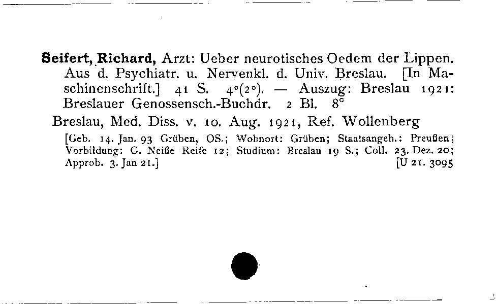 [Katalogkarte Dissertationenkatalog bis 1980]