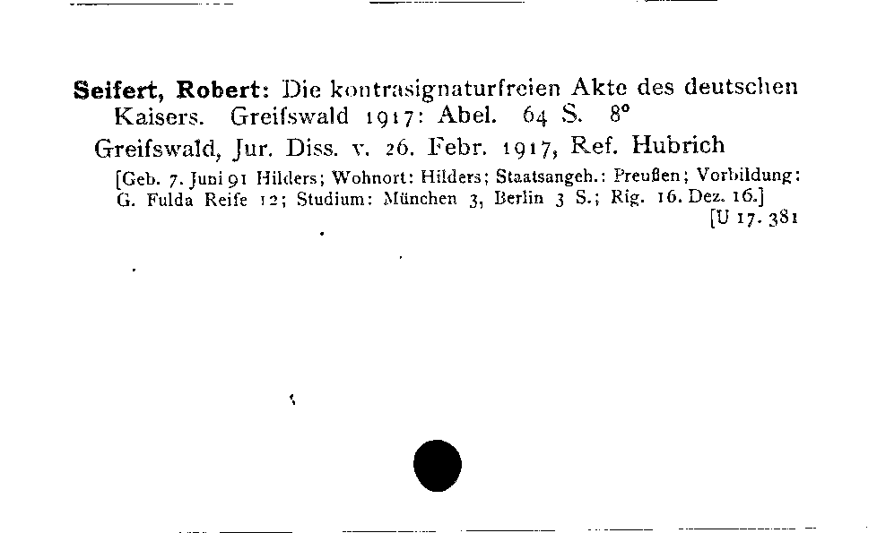 [Katalogkarte Dissertationenkatalog bis 1980]