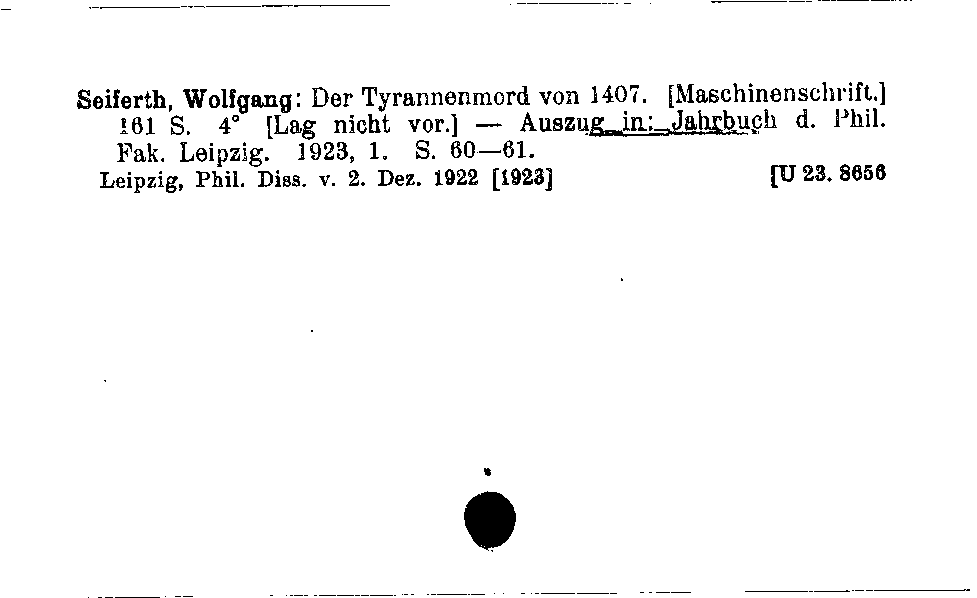 [Katalogkarte Dissertationenkatalog bis 1980]