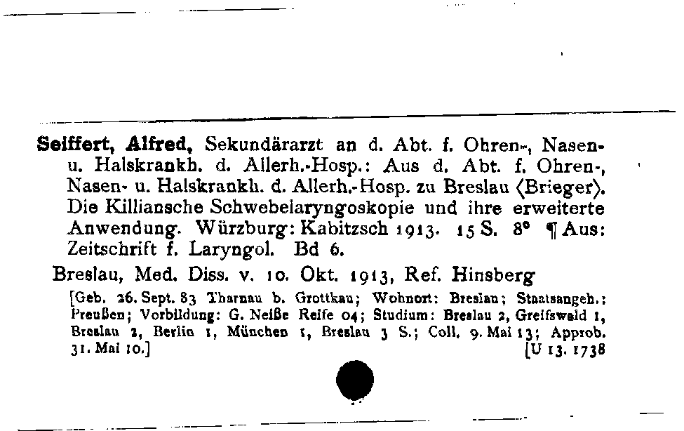 [Katalogkarte Dissertationenkatalog bis 1980]