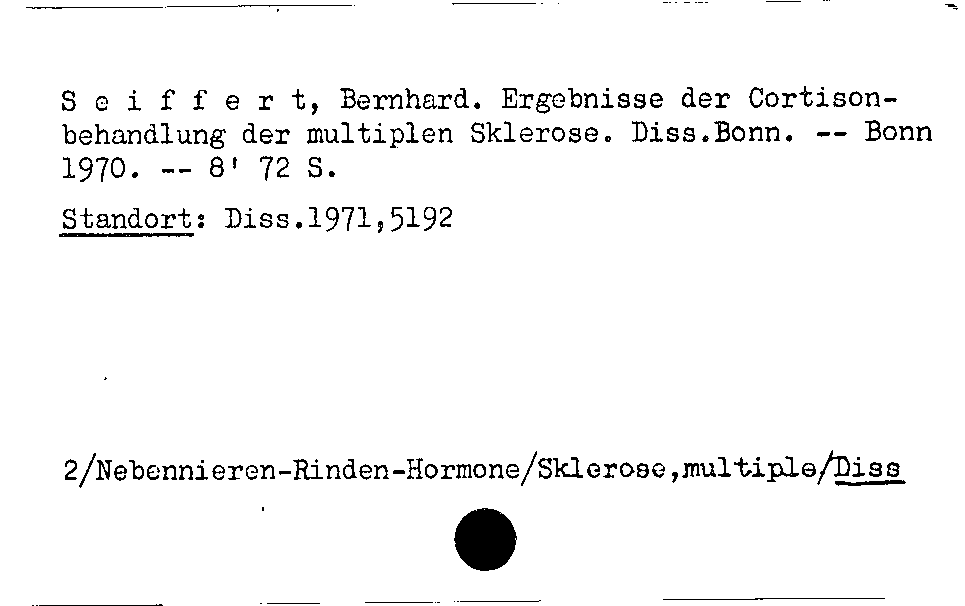 [Katalogkarte Dissertationenkatalog bis 1980]