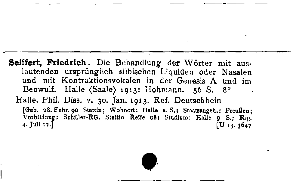 [Katalogkarte Dissertationenkatalog bis 1980]