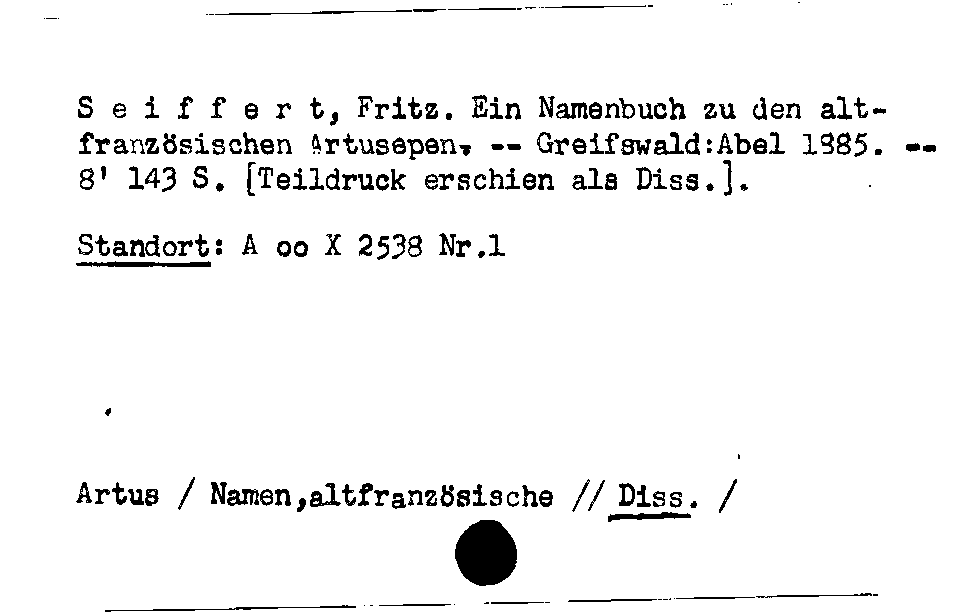 [Katalogkarte Dissertationenkatalog bis 1980]