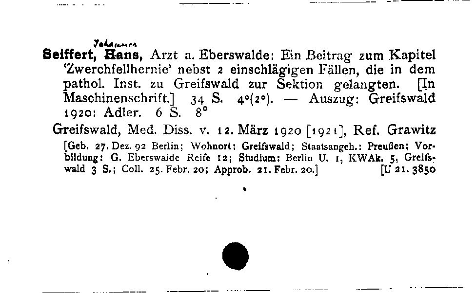 [Katalogkarte Dissertationenkatalog bis 1980]