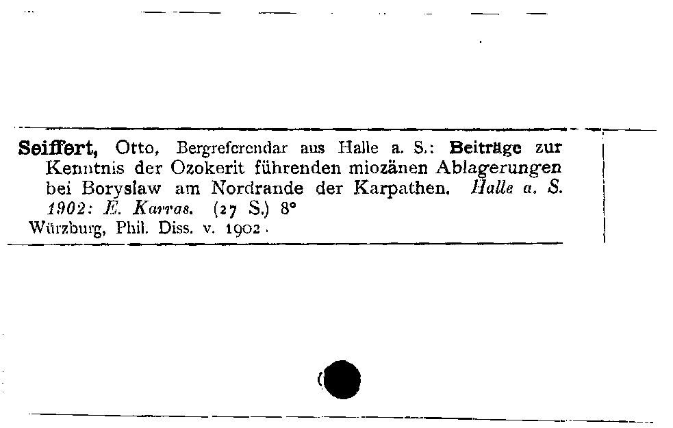 [Katalogkarte Dissertationenkatalog bis 1980]