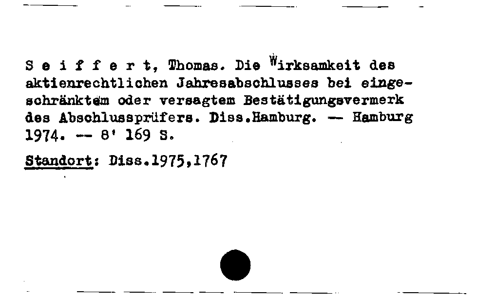 [Katalogkarte Dissertationenkatalog bis 1980]