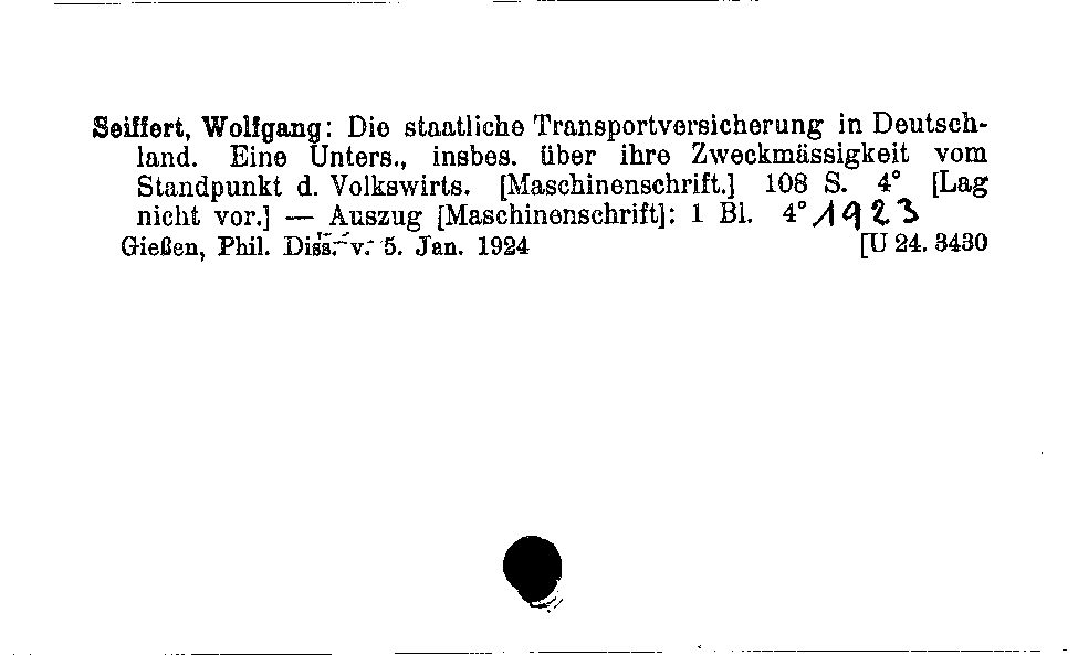 [Katalogkarte Dissertationenkatalog bis 1980]