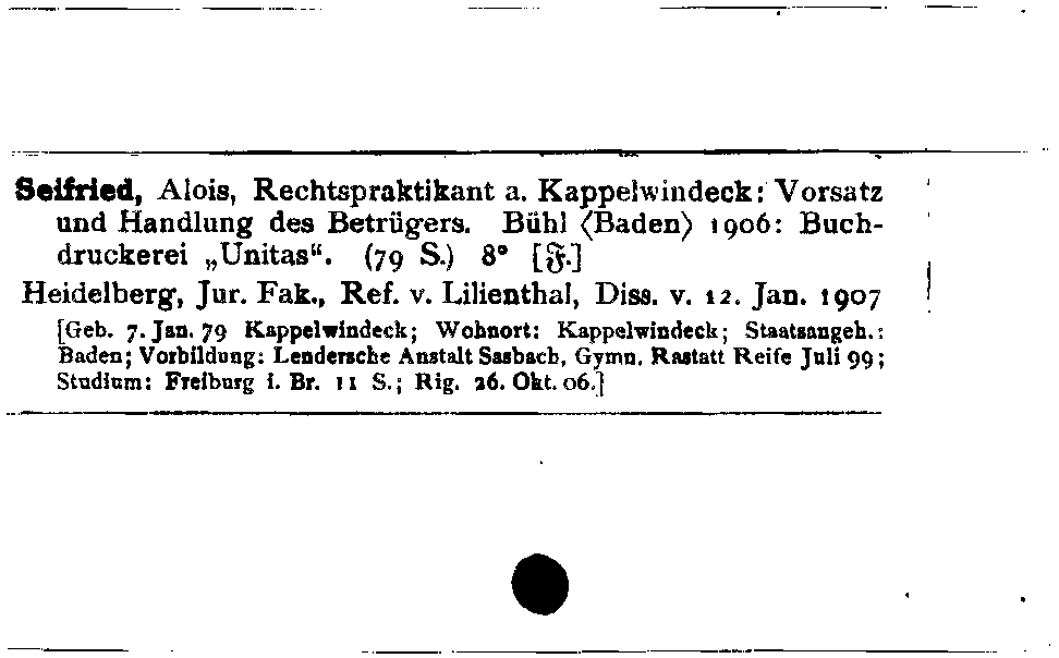 [Katalogkarte Dissertationenkatalog bis 1980]