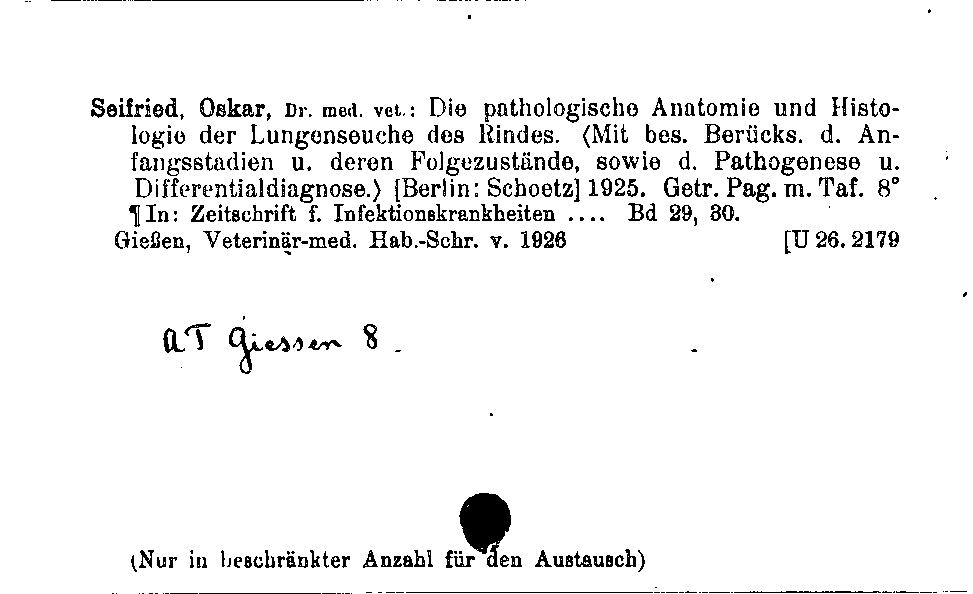 [Katalogkarte Dissertationenkatalog bis 1980]