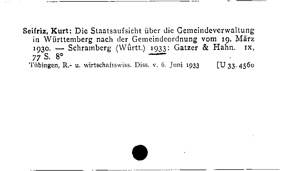 [Katalogkarte Dissertationenkatalog bis 1980]