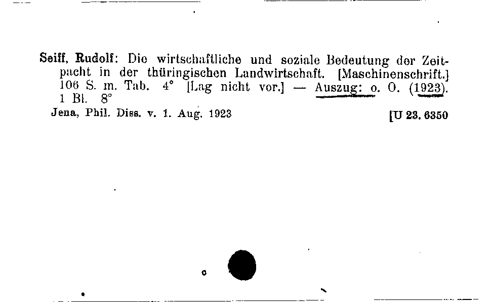 [Katalogkarte Dissertationenkatalog bis 1980]