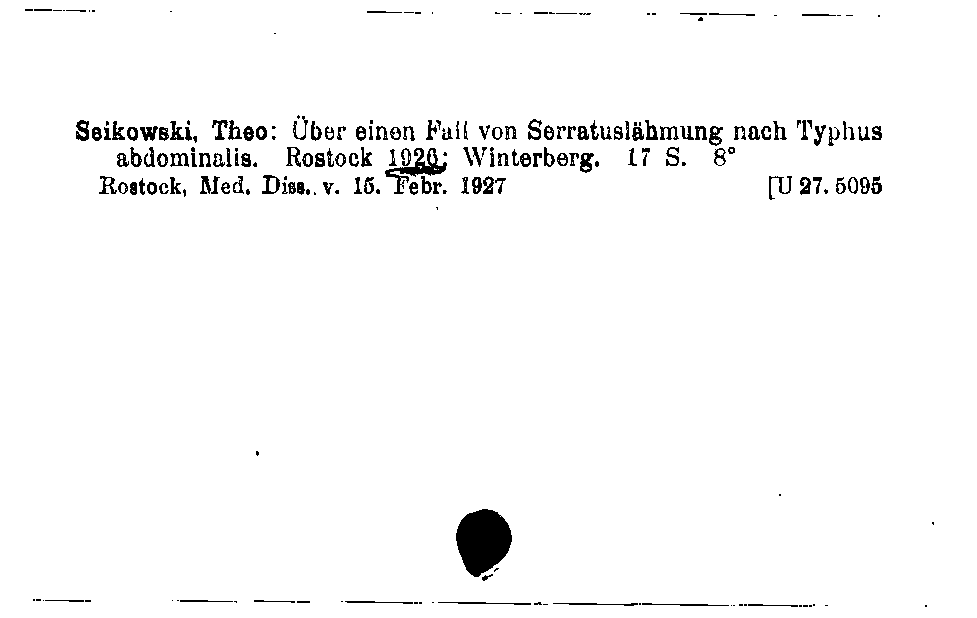 [Katalogkarte Dissertationenkatalog bis 1980]