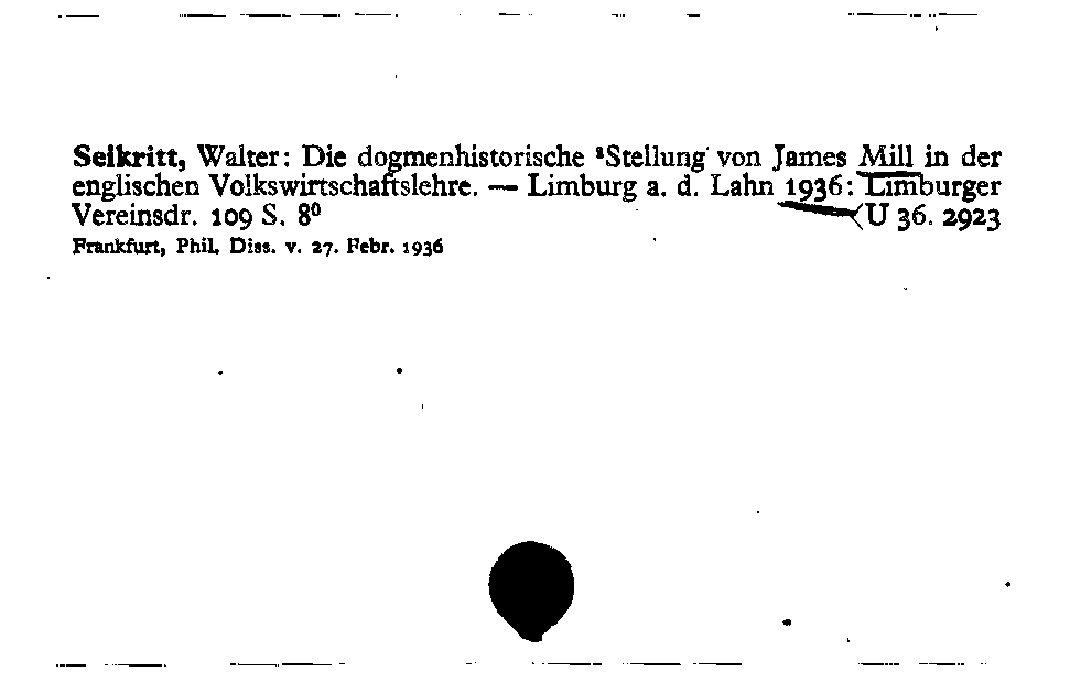 [Katalogkarte Dissertationenkatalog bis 1980]