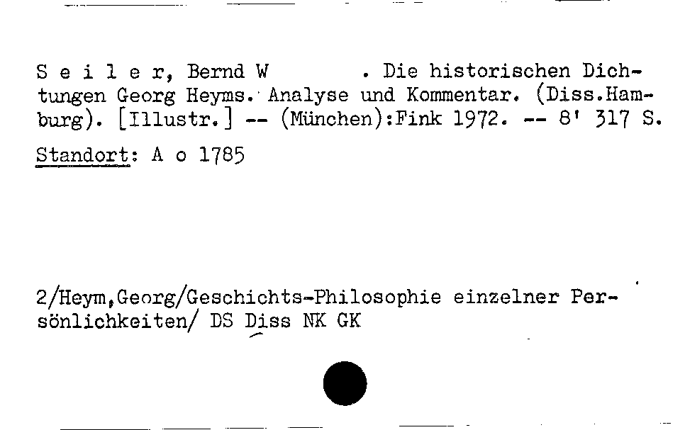 [Katalogkarte Dissertationenkatalog bis 1980]