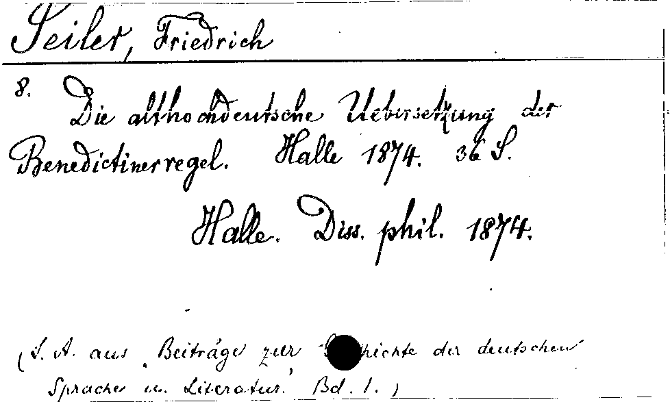 [Katalogkarte Dissertationenkatalog bis 1980]