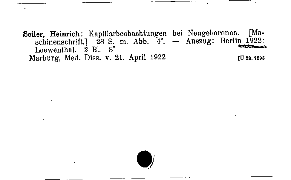 [Katalogkarte Dissertationenkatalog bis 1980]