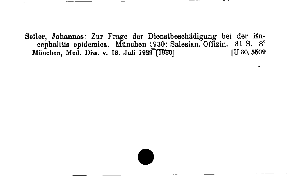 [Katalogkarte Dissertationenkatalog bis 1980]