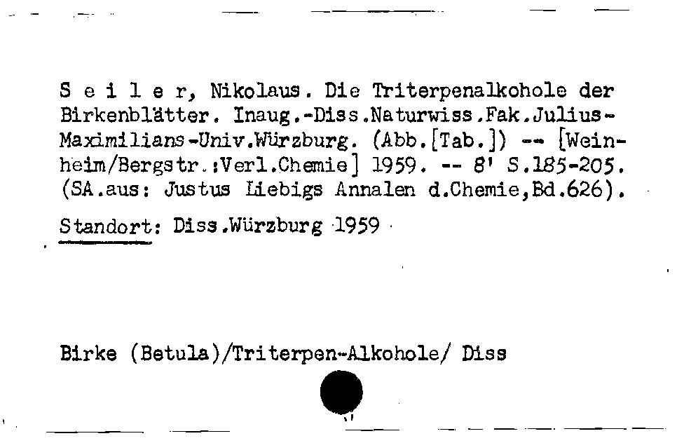 [Katalogkarte Dissertationenkatalog bis 1980]