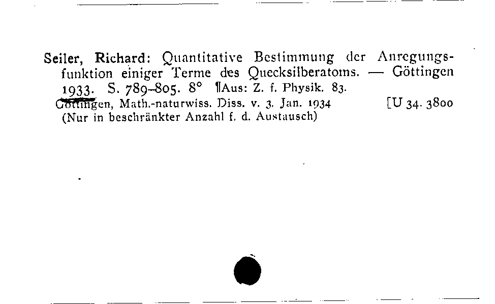 [Katalogkarte Dissertationenkatalog bis 1980]