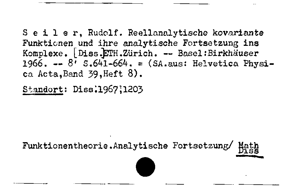 [Katalogkarte Dissertationenkatalog bis 1980]