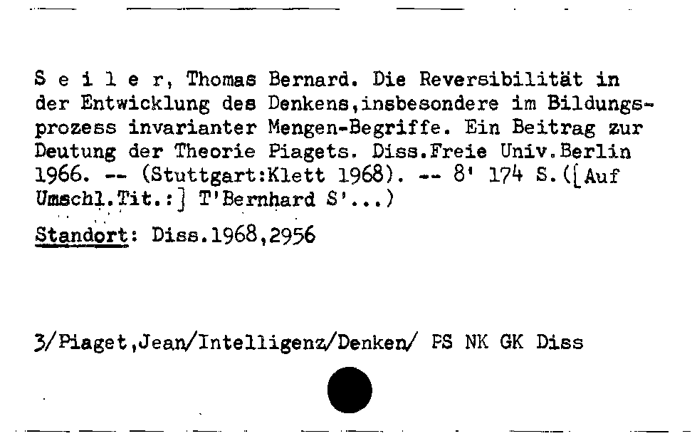 [Katalogkarte Dissertationenkatalog bis 1980]