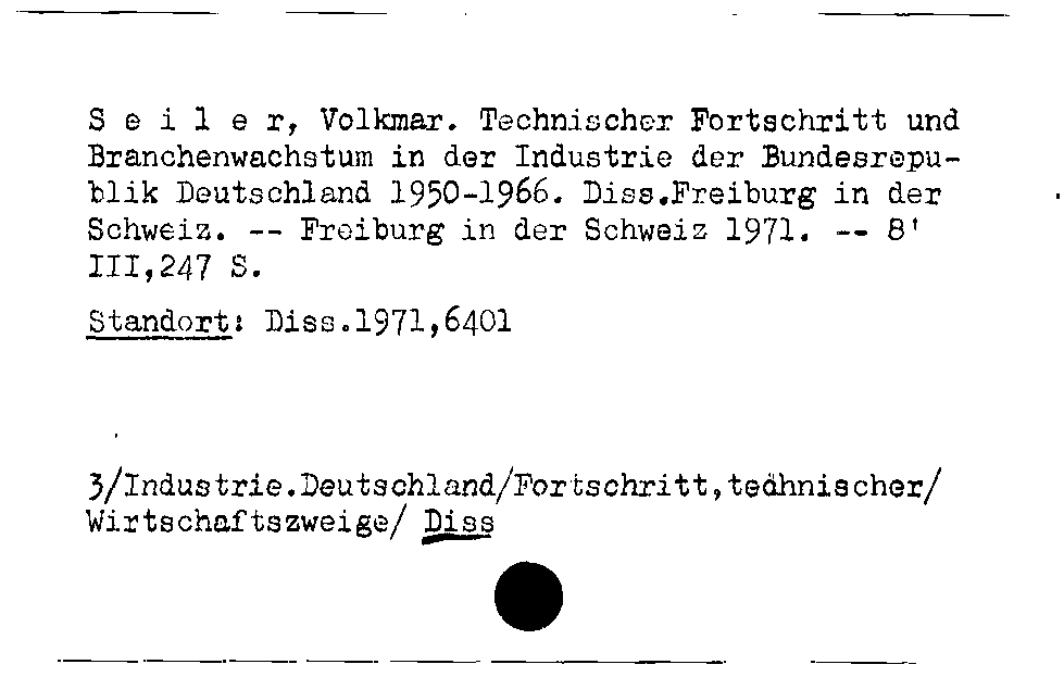 [Katalogkarte Dissertationenkatalog bis 1980]