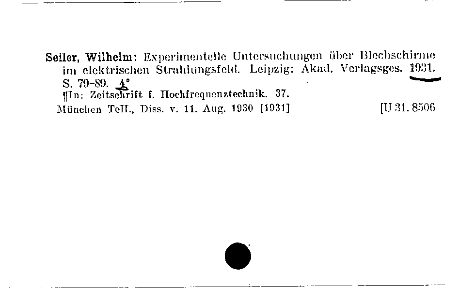 [Katalogkarte Dissertationenkatalog bis 1980]