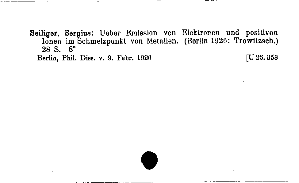 [Katalogkarte Dissertationenkatalog bis 1980]