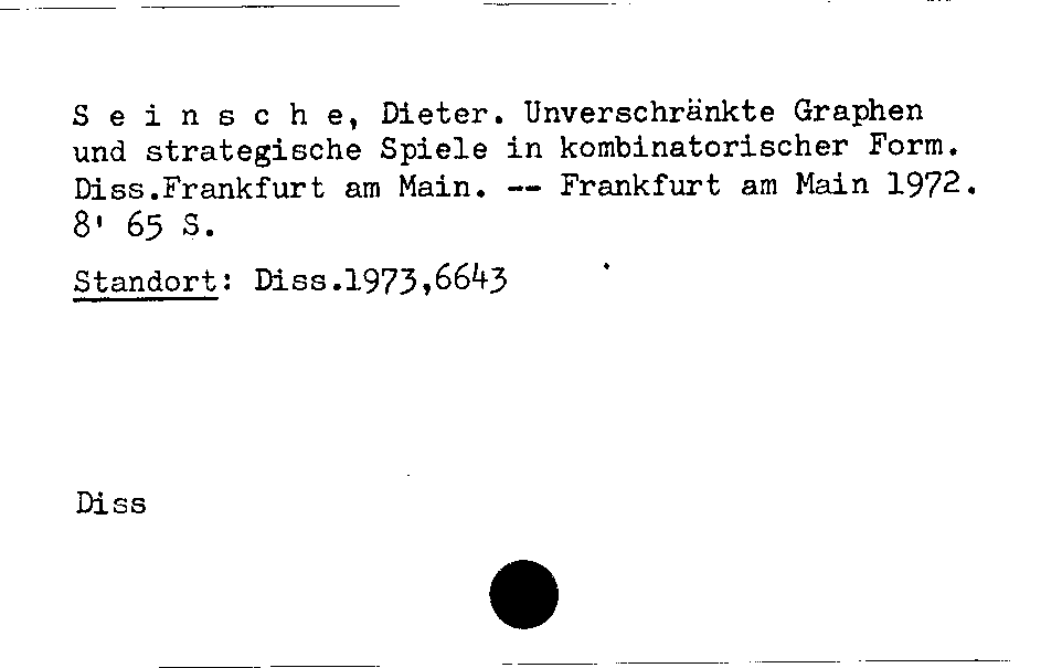 [Katalogkarte Dissertationenkatalog bis 1980]