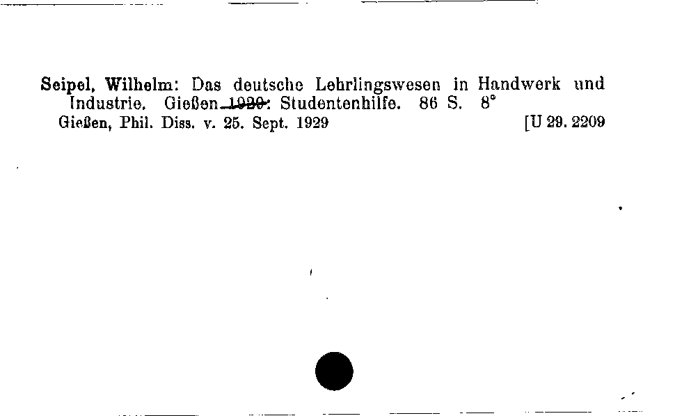 [Katalogkarte Dissertationenkatalog bis 1980]