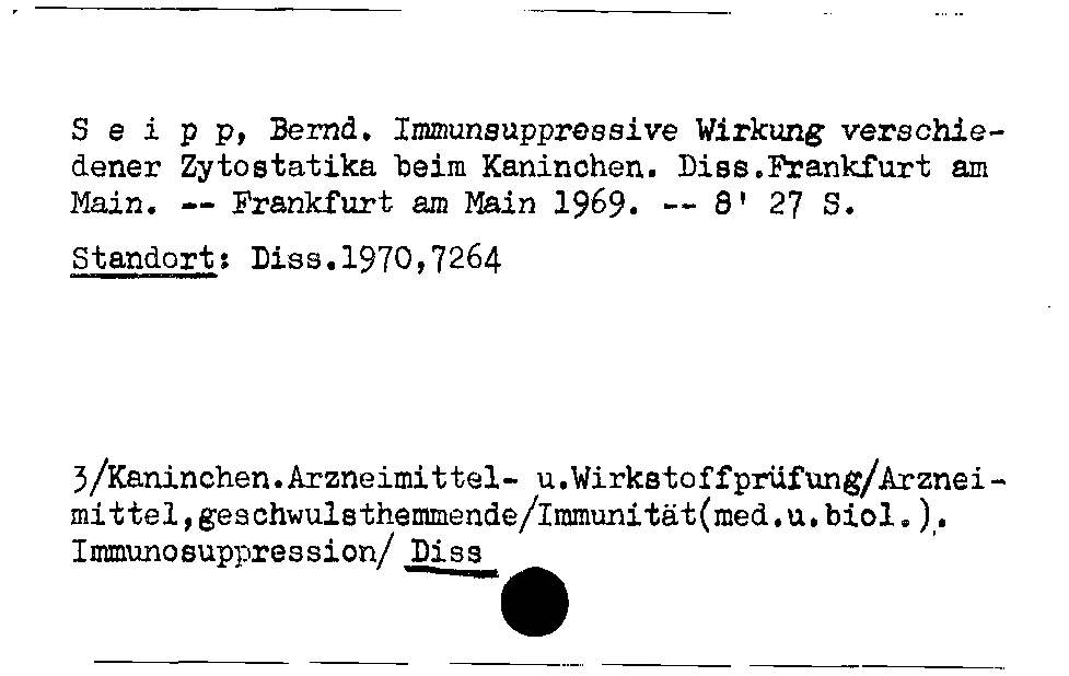 [Katalogkarte Dissertationenkatalog bis 1980]