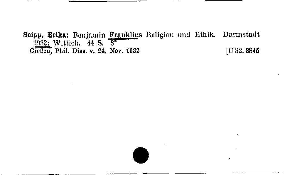 [Katalogkarte Dissertationenkatalog bis 1980]