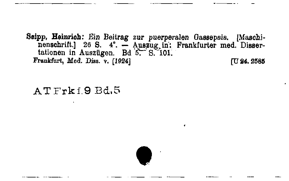 [Katalogkarte Dissertationenkatalog bis 1980]